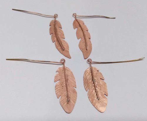 Judy Larson's Copper Feather Earrings - , Metalwork, Butane Torch, Soldering, Solder, copper feather earrings